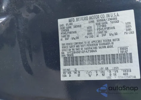2002 Ford Ranger Edge/Xlt from USA, damaged, VIN 1FTZR45E12PA73865